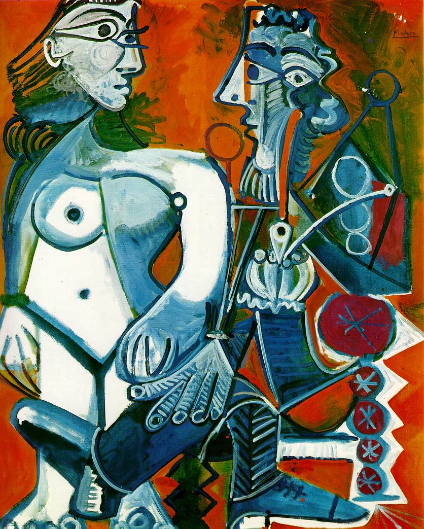 The painting showcases Picasso's evolving style, with an emphasis on form and simplicity. The figures exhibit a sense of intimacy and interaction, with the woman's posture suggesting both strength and vulnerability.  The use of soft lines and a harmonious color palette contributes to a sense of warmth and emotional depth. This piece is significant in understanding Picasso's transition toward his later, more abstract phases, as he begins to experiment with the interplay of forms and human figures.